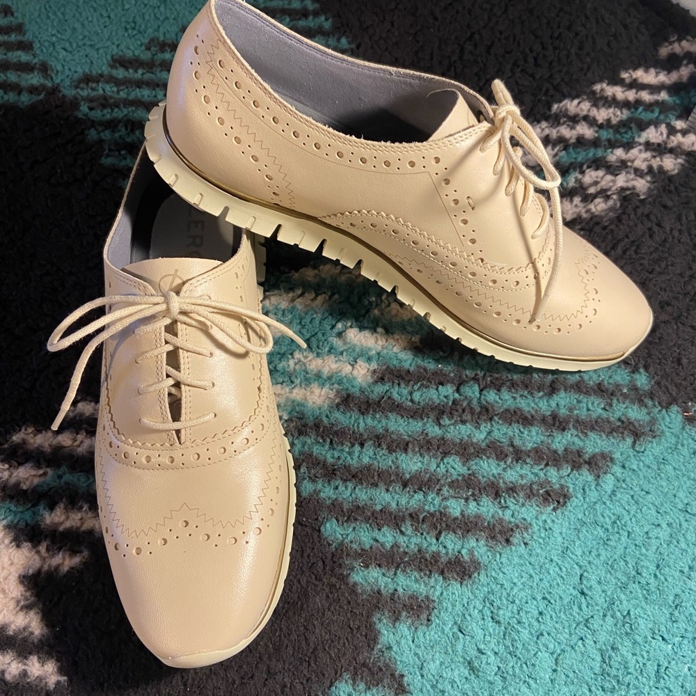 Cole Haan Zero Grand Cream Leather Oxfords